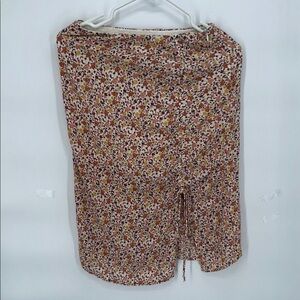 Sienna Sky Floral Ruched Mini Skirt Orange Yellow Boho Size S Womens